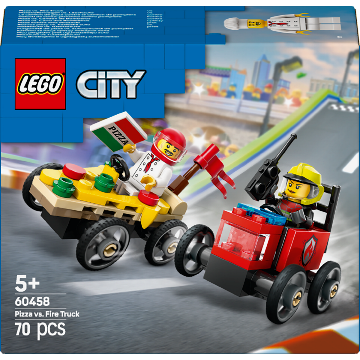 LEGO City 60458 Pizza vs Brandweerwagen Racewagen Pack