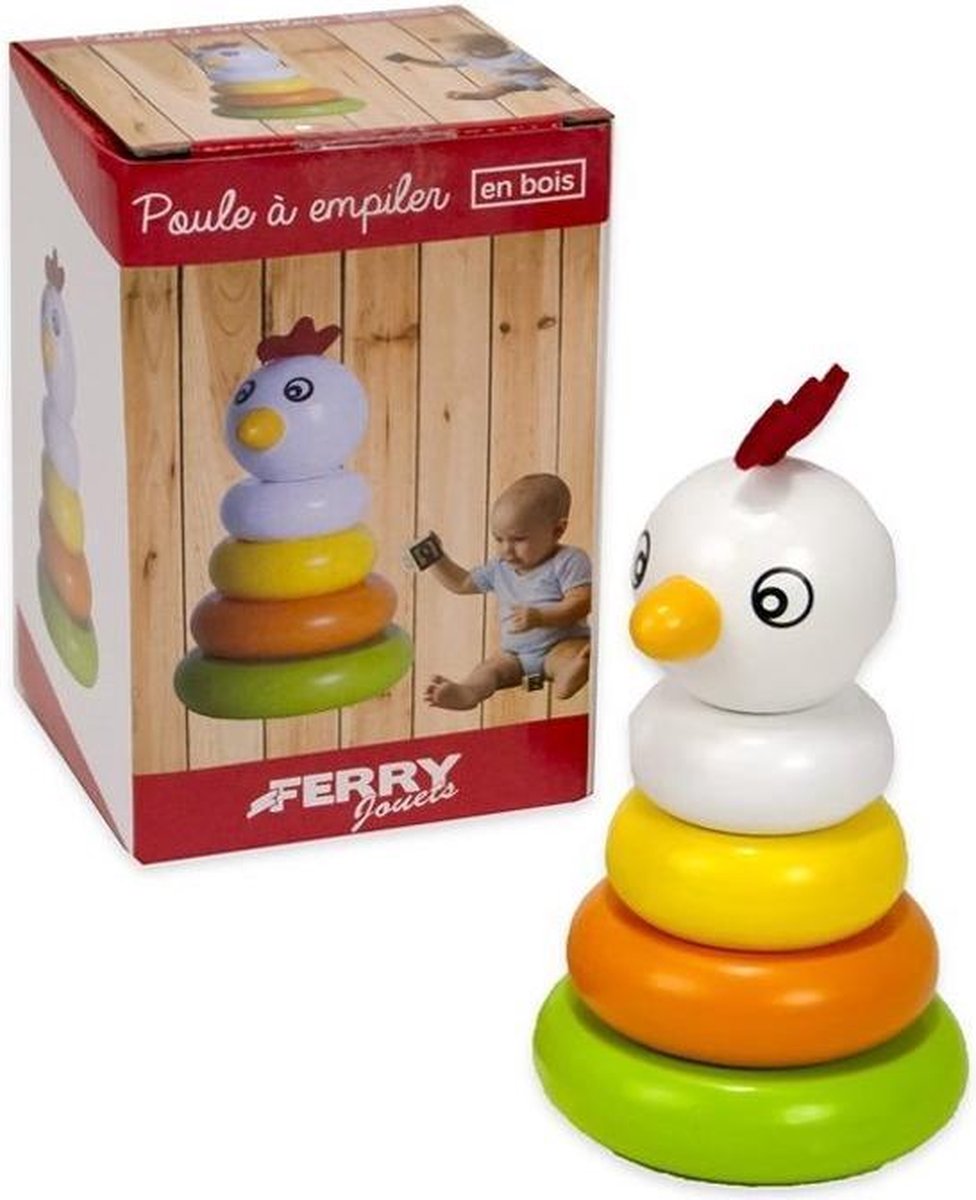 Wooden Stacking Tower - Chicken Theme