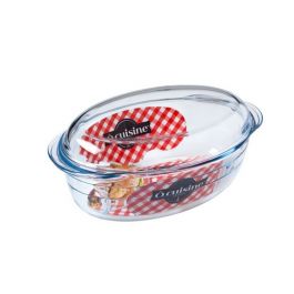 O Cuisine Oval Glass Casserole with Lid 3L