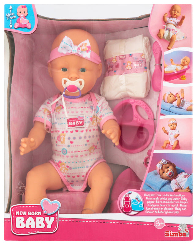 Pasgeboren babypop met accessoires 43 cm