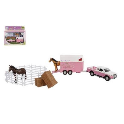 Globe pour enfants Mitsubishi avec remorque à chevaux et accessoires Rose 27 cm