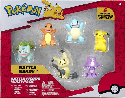 Pokémon Battle Figure 6-Pack – Pikachu, Squirtle, Charmander, Bulbasaur, Mimikyu, Toxel