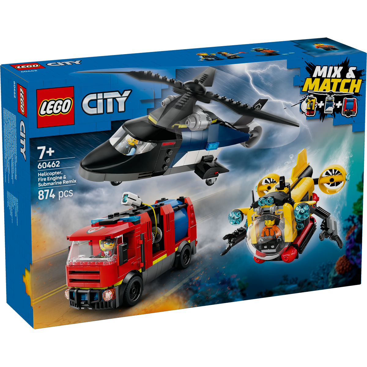 LEGO City 60462 Helikopter, Brandweerwagen & Onderzeeër Remix