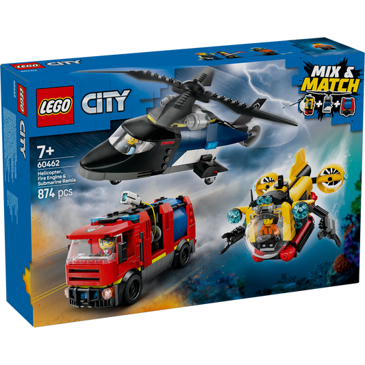 LEGO City 60462 Helikopter, Brandweerwagen & Onderzeeër Remix