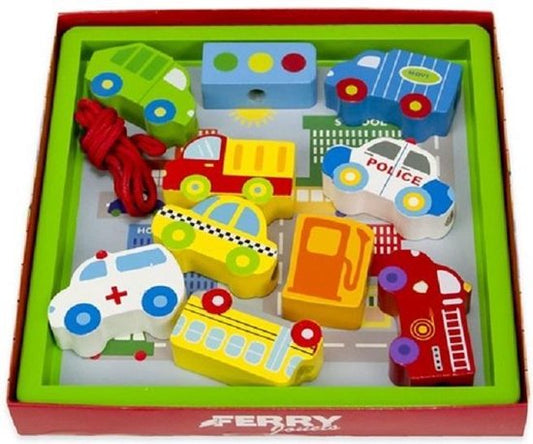 Wooden Vehicle Bead Set with City Map
