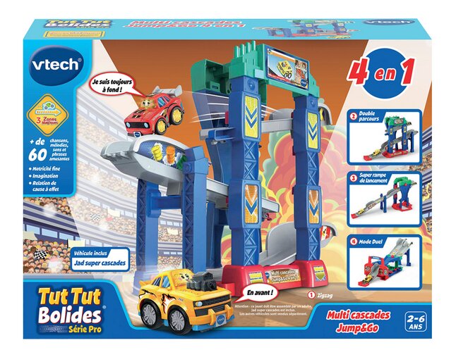 VTech Tut Tut Bolides Series Pro – Multi Cascades Jump & Go 4-in-1 Playset FR