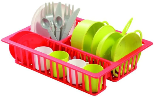 Ecoiffier Afdruiprek met Servies 17-delig