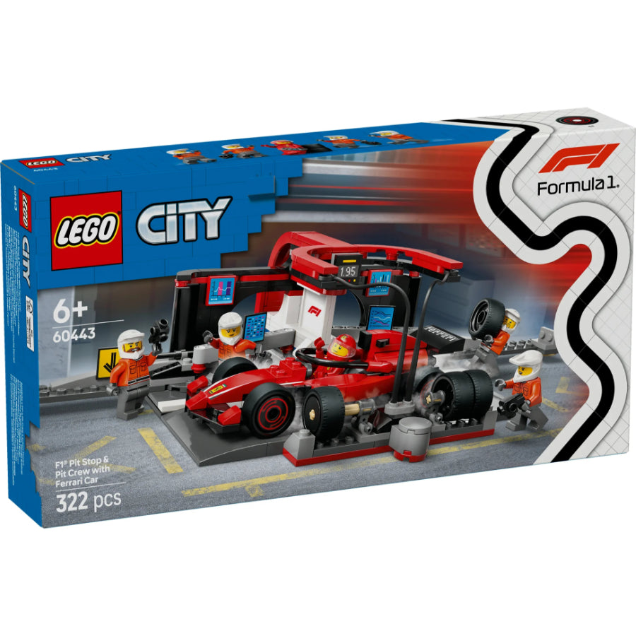 LEGO City 60443 F1 Pit Stop & Pit Crew met Ferrari
