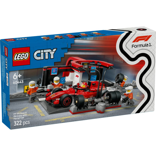LEGO City 60443 F1 Pit Stop & Pit Crew met Ferrari