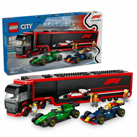 LEGO City 60445 F1 Truck met RB20 & AMR24 F1 Auto's