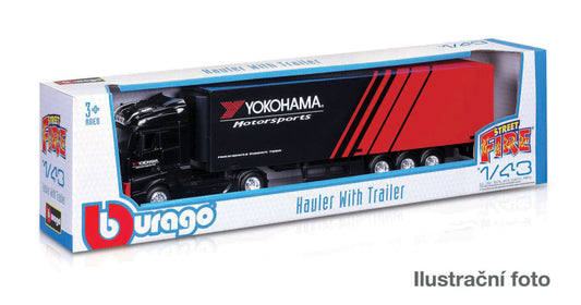 Bburago Street Fire Vrachtwagen met Trailer 1:43 Assortiment