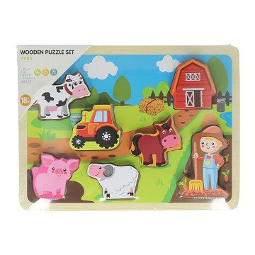 Houten Vormenpuzzel Dieren - 7 Stukjes Assortiment
