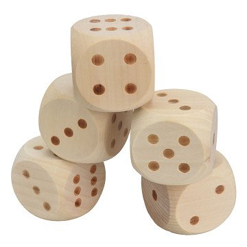 Houten XL Dobbelspel - 5 Dobbelstenen