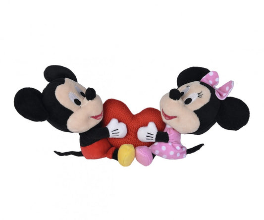 Disney Mickey & Minnie Holding Heart Plush 17 cm