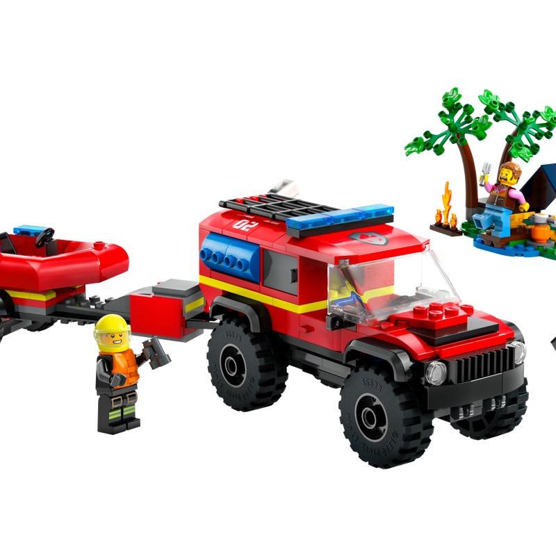 Camion de pompiers LEGO 4x4 avec bateau de sauvetage 60412