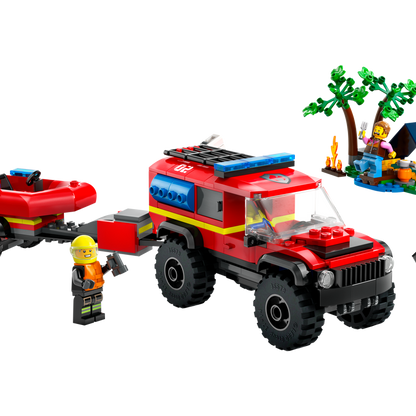 Camion de pompiers LEGO 4x4 avec bateau de sauvetage 60412