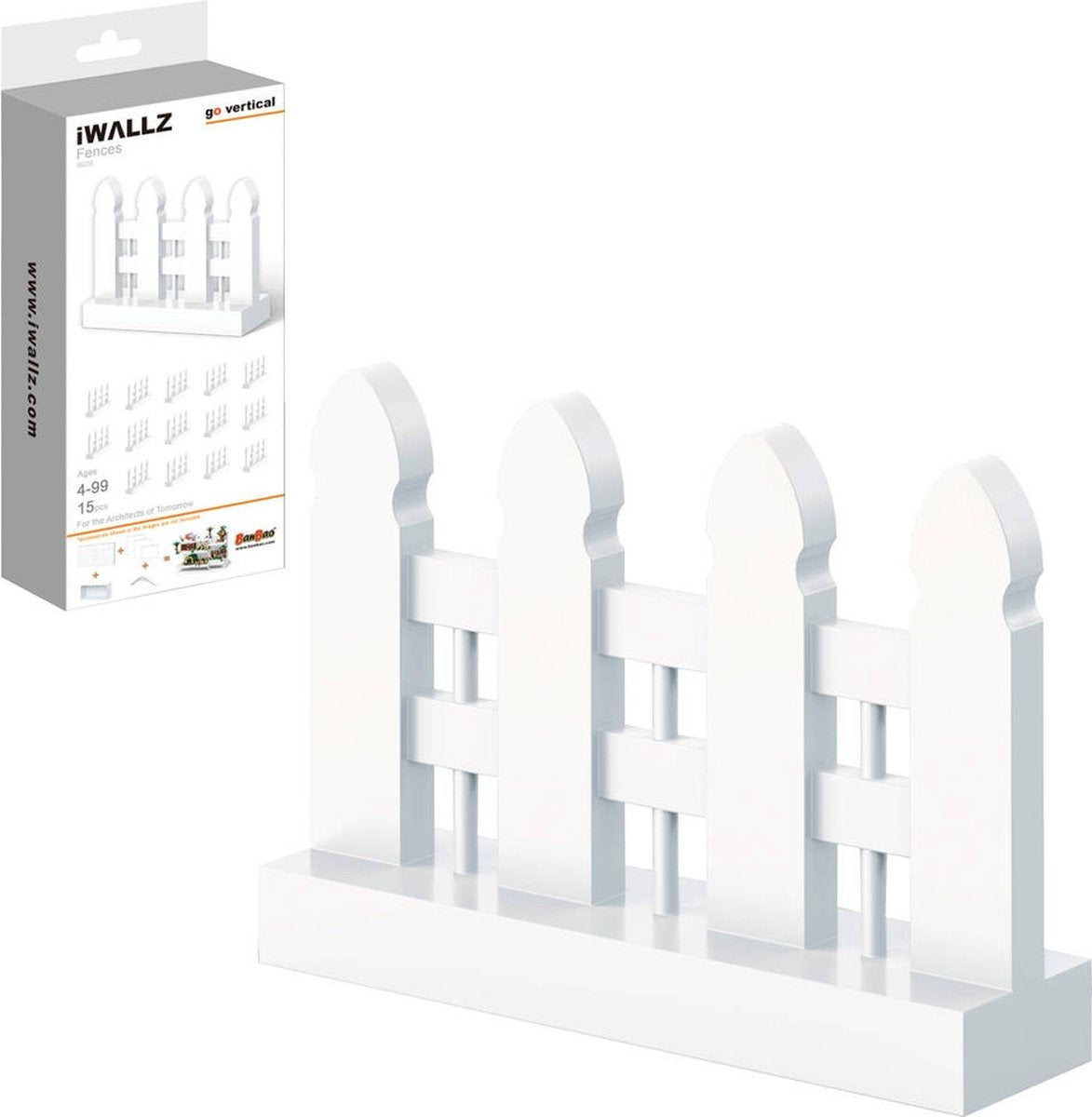 iWallz Construction Set White Fence 15-Piece