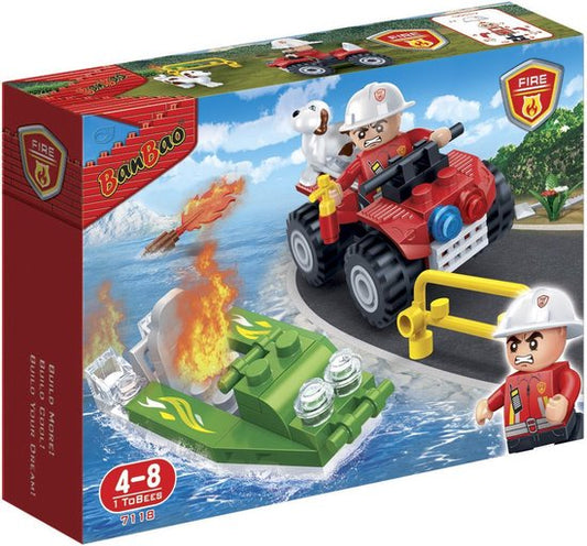 BanBao Fire Car and Boat Building Set 7118