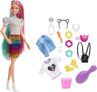 Barbie Leopard Rainbow Hair Doll - Mattel
