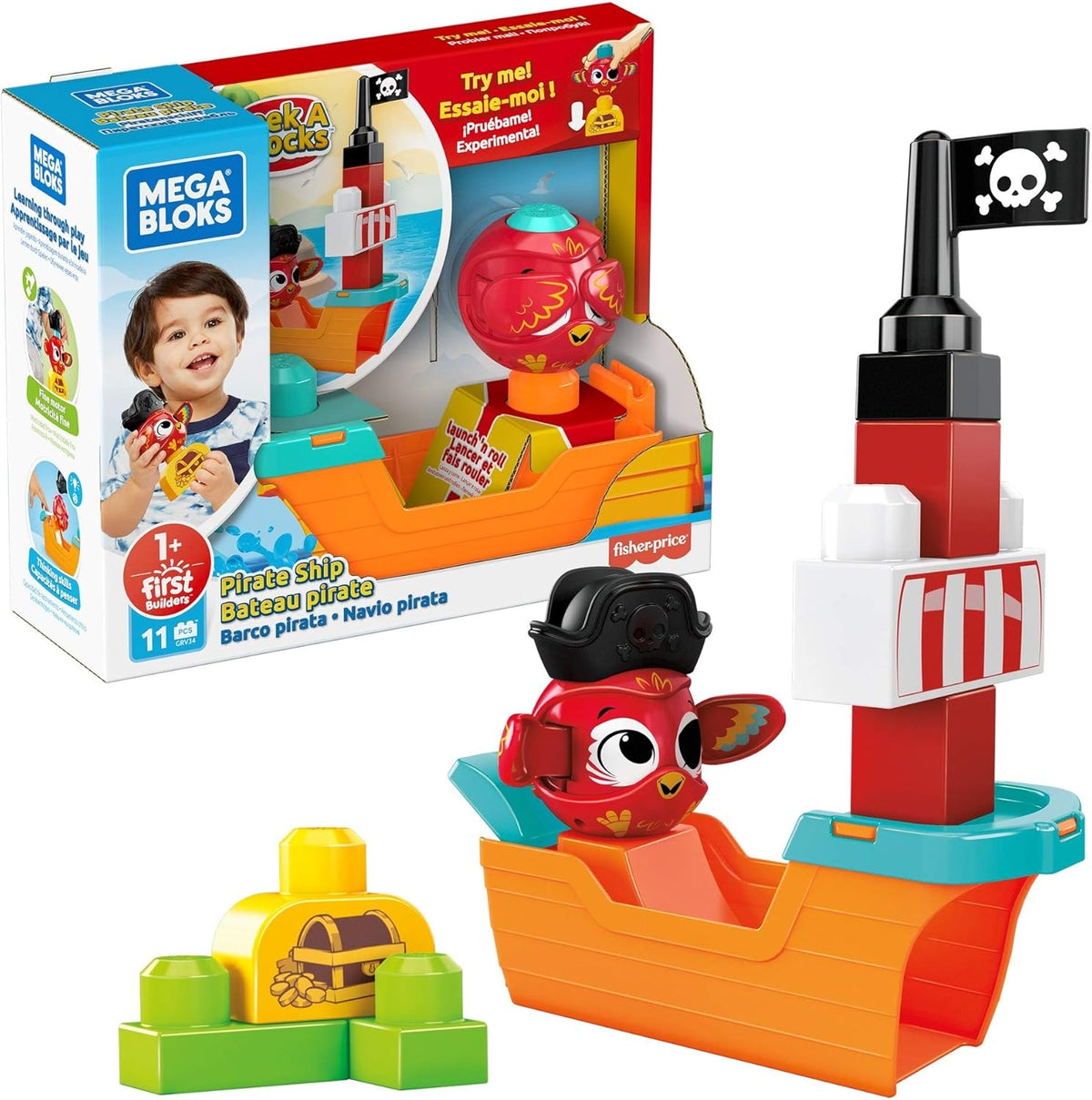 Mega Bloks Peek A Blocks Pirate Ship - Mattel