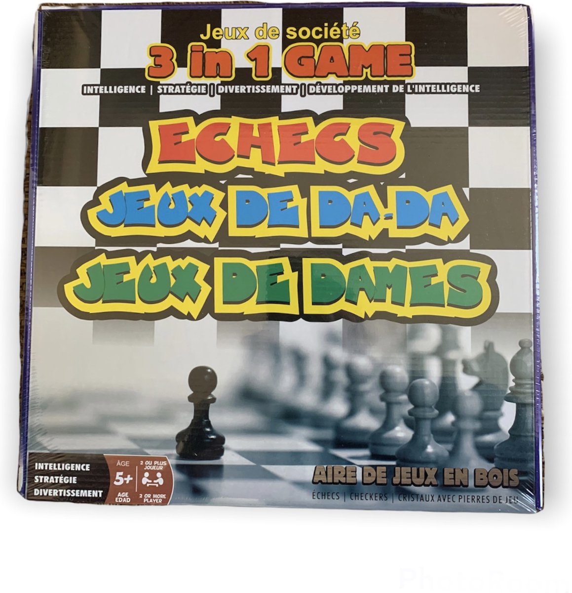 3-in-1 Strategy Board Game (Chess, Checkers, Ludo) FR