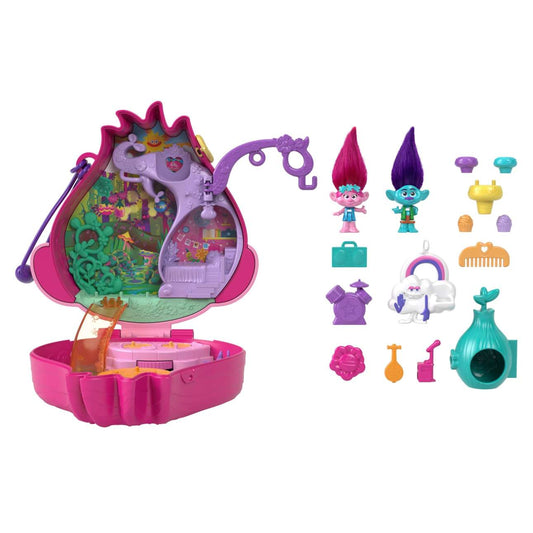 Polly Pocket DreamWorks Trolls Compact Playset with Poppy & Branch - Mattel